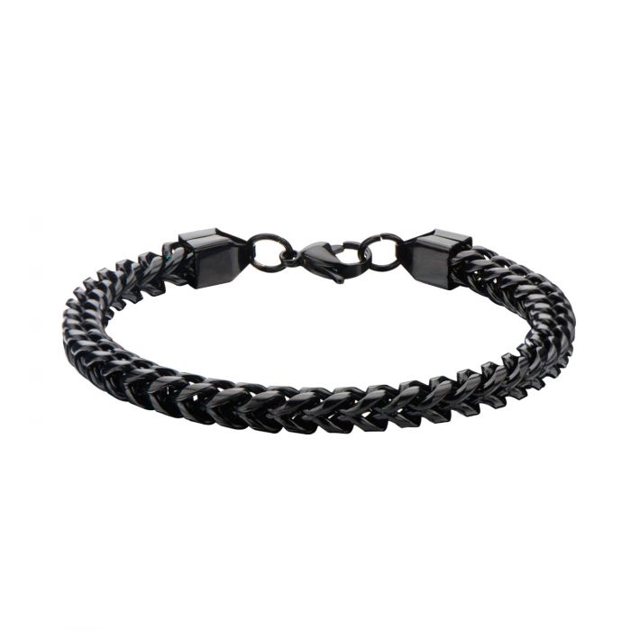 Black Plated Rounded Franco Chain Bracelet