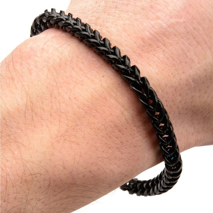 Black Plated Rounded Franco Chain Bracelet