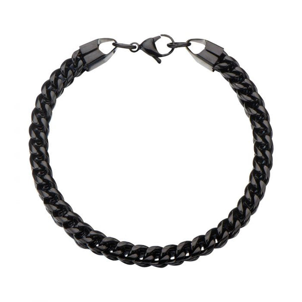 Black Plated Rounded Franco Chain Bracelet