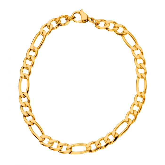 Gold Plated Figaro Chain Bracelet with a lobster closure 5.6mm