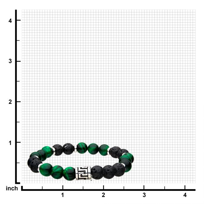 Black Lava and Tiger Eye Green Beads Bracelet