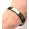 Load image into Gallery viewer, Engraved DAD with Clear CZ&#39;s and Black IP Classic Link Bracelet