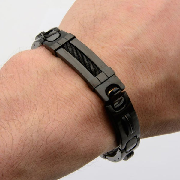 Plated Black with ID Plate Link Bracelet