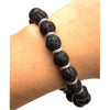 Load image into Gallery viewer, Steel Zinc Ring and Black Lava Beads Bracelet