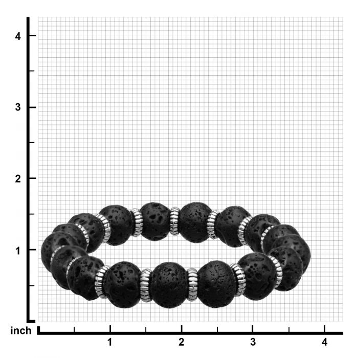 Steel Zinc Ring and Black Lava Beads Bracelet