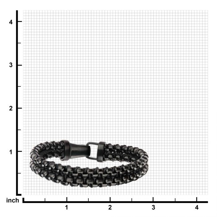 Steel & Paracord Black Plated Box Chain Link Bracelet