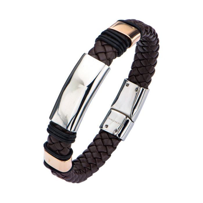 Brown Leather Bracelet with Buckle Closure