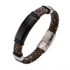 Load image into Gallery viewer, Brown Braided Leather Steel Clasp Bracelet