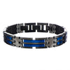 Load image into Gallery viewer, Matte Black &amp; Blue Plated Link Bracelet