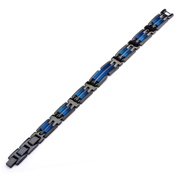 Matte Black & Blue Plated Link Bracelet