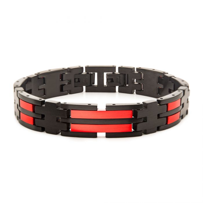 Matte Black & Red Plated Dante Link Bracelet