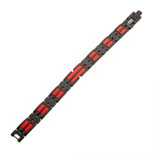 Matte Black & Red Plated Dante Link Bracelet