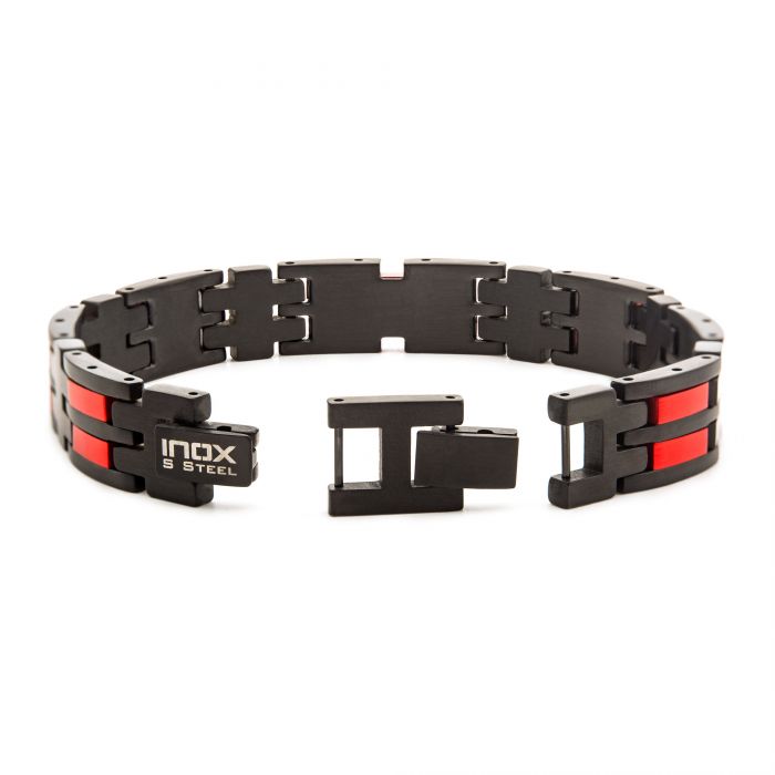 Matte Black & Red Plated Dante Link Bracelet