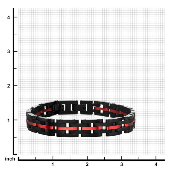 Dante  Black and Red Steel and Link Sizeable Bracelet