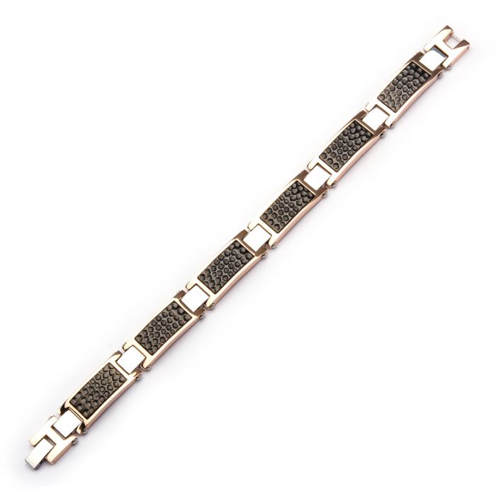 Steel TriTone Hammered Link Bracelet