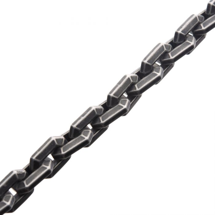 Antiqued Gun Metal Steel Squared Chain Link Bracelet