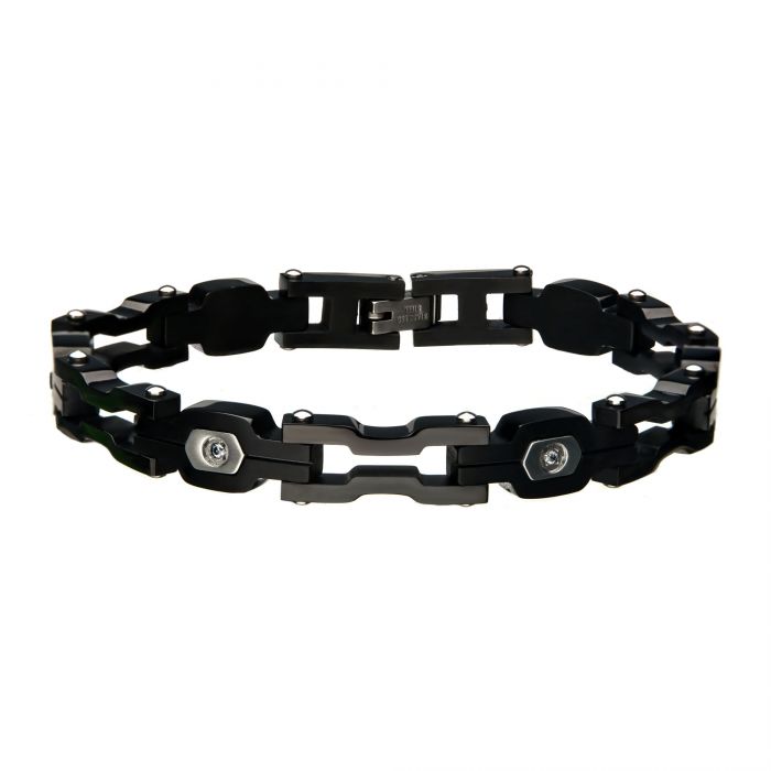 Steel Black Plated with Black CZ Bracelet