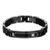 Load image into Gallery viewer, Black Plated with Clear CZ ID Plate Link Engravable Bracelet