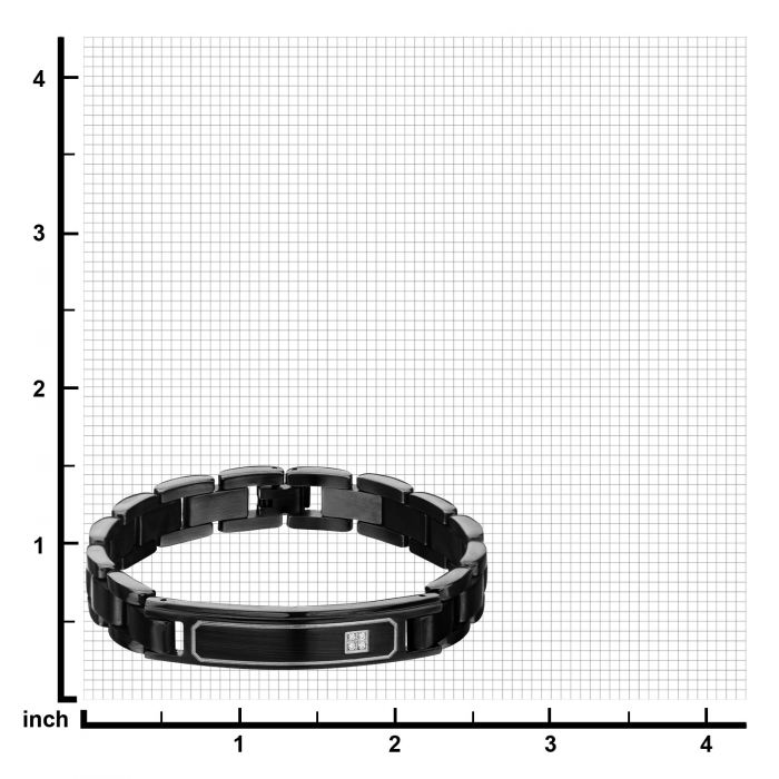 Black Plated with Clear CZ ID Plate Link Engravable Bracelet