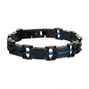 Load image into Gallery viewer, Black Carbon Fiber and Blue Plated ID Link Bracelet