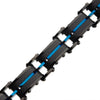 Load image into Gallery viewer, Black Carbon Fiber and Blue Plated ID Link Bracelet