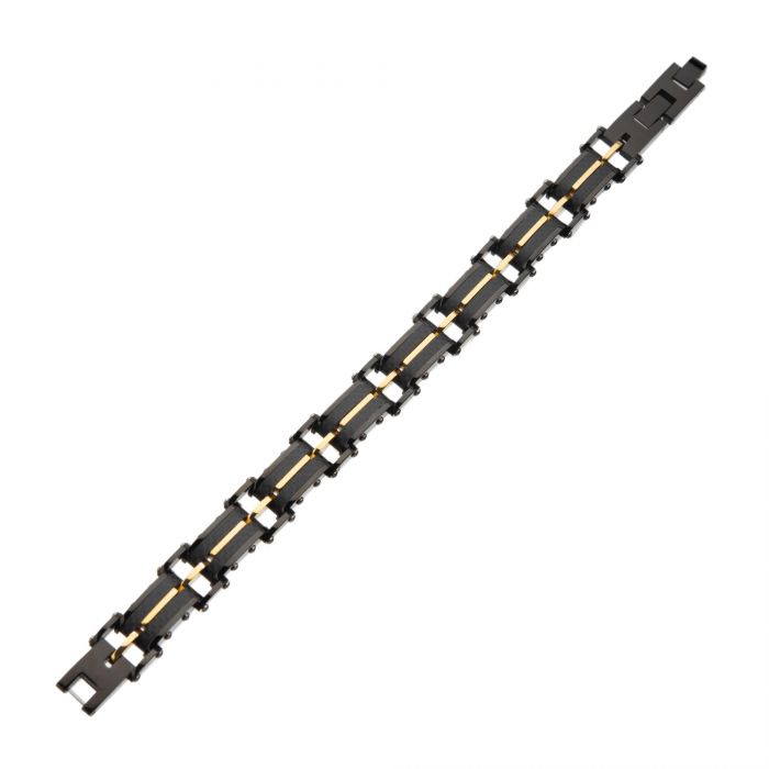 Solid Carbon Graphite and Rose Gold Plated Link Bracelet