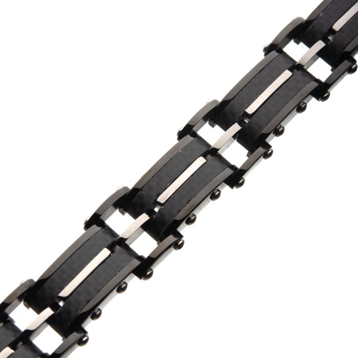 Solid Carbon Graphite and Rose Gold Plated Link Bracelet
