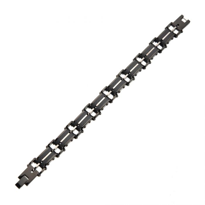 Solid Carbon Graphite and Rose Gold Plated Link Bracelet