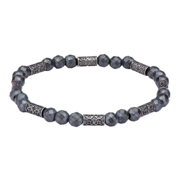 Grey Hematite with Antique Steel Beads Bracelet