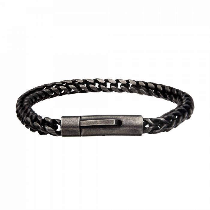 3.8mm Stainless Steel Antiqued Finish Fox Tail Link Chain Bracelet