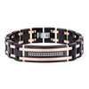 Load image into Gallery viewer, Black Plated and Rose Gold Plated with Clear CZ Stone ID Link Bracelet