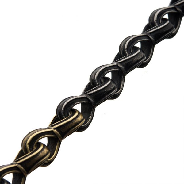 Antiqued Gun Metal Steel and Gold Plated Curb Chain Link Bracelet