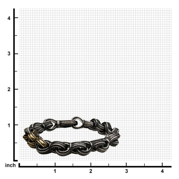 Antiqued Gun Metal Steel and Gold Plated Curb Chain Link Bracelet