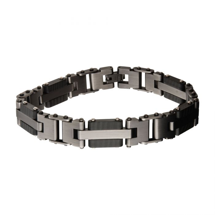 Solid Carbon & Matte Gun Metal Finish Link Bracelet