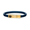 Load image into Gallery viewer, Blue Leather with Anchor in Brushed Gold Plated Clasp Bar Bracelet