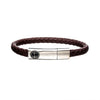 Load image into Gallery viewer, Brown Leather with Anchor in Brushed Steel Clasp Bar Bracelet