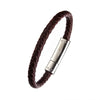 Load image into Gallery viewer, Brown Leather with Anchor in Brushed Steel Clasp Bar Bracelet