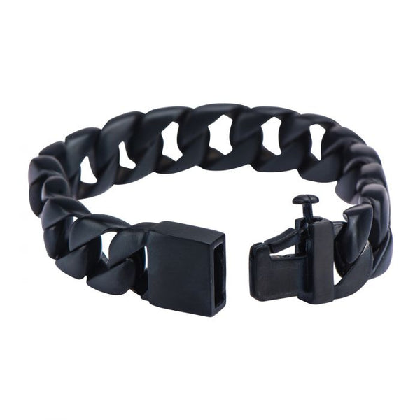 Black Plated Curb Chain Bracelet. 8 1/2 inch long