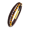 Load image into Gallery viewer, Double Wrap Brown Leather with Tiger Eye Beads Bracelet