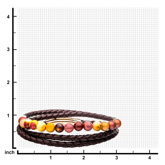 Double Wrap Brown Leather with Mookaite Beads Bracelet