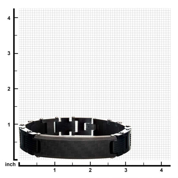 Stainless Steel Black Carbon Fiber with Adjustable Link Bracelet