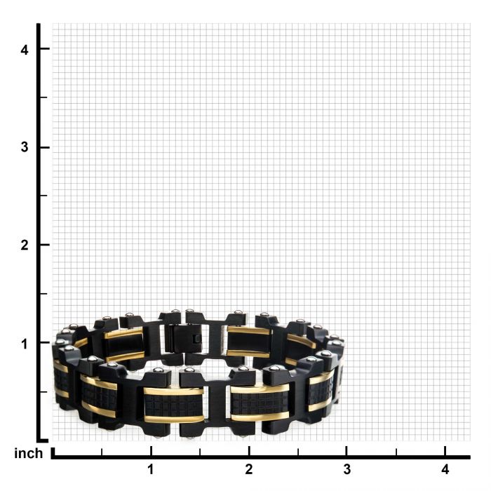 Stainless Steel Mercantile Black and Gold Plated with Adjustable Link Bracelet