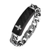 Load image into Gallery viewer, Carbon Fiber Black with Cross and Steel Adjustable Link ID Bracelet
