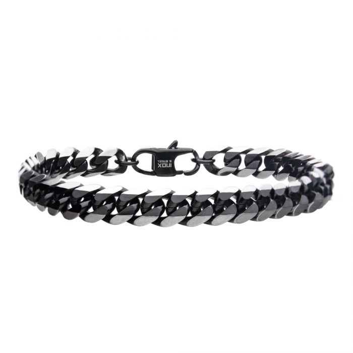 Stainless Steel Black Plated 8mm Diamond Curb Chain