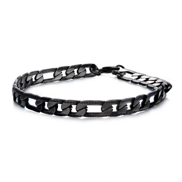 Stainless Steel Black Plated Figaro Chain with Lobster Clasp