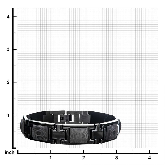 TwoTone Stainless Steel and Black Carbon Fiber Link Bracelet