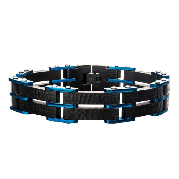 Two Tone Blue Hammered Modern Bracelet