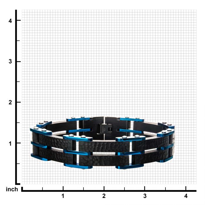 Two Tone Blue Hammered Modern Bracelet