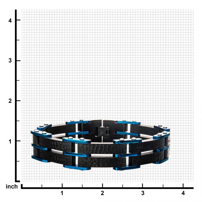 Two Tone Blue Hammered Bracelet with CZ's