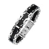 Load image into Gallery viewer, Two Tone Steel, Black Hammered Bracelet with CZ&#39;s.